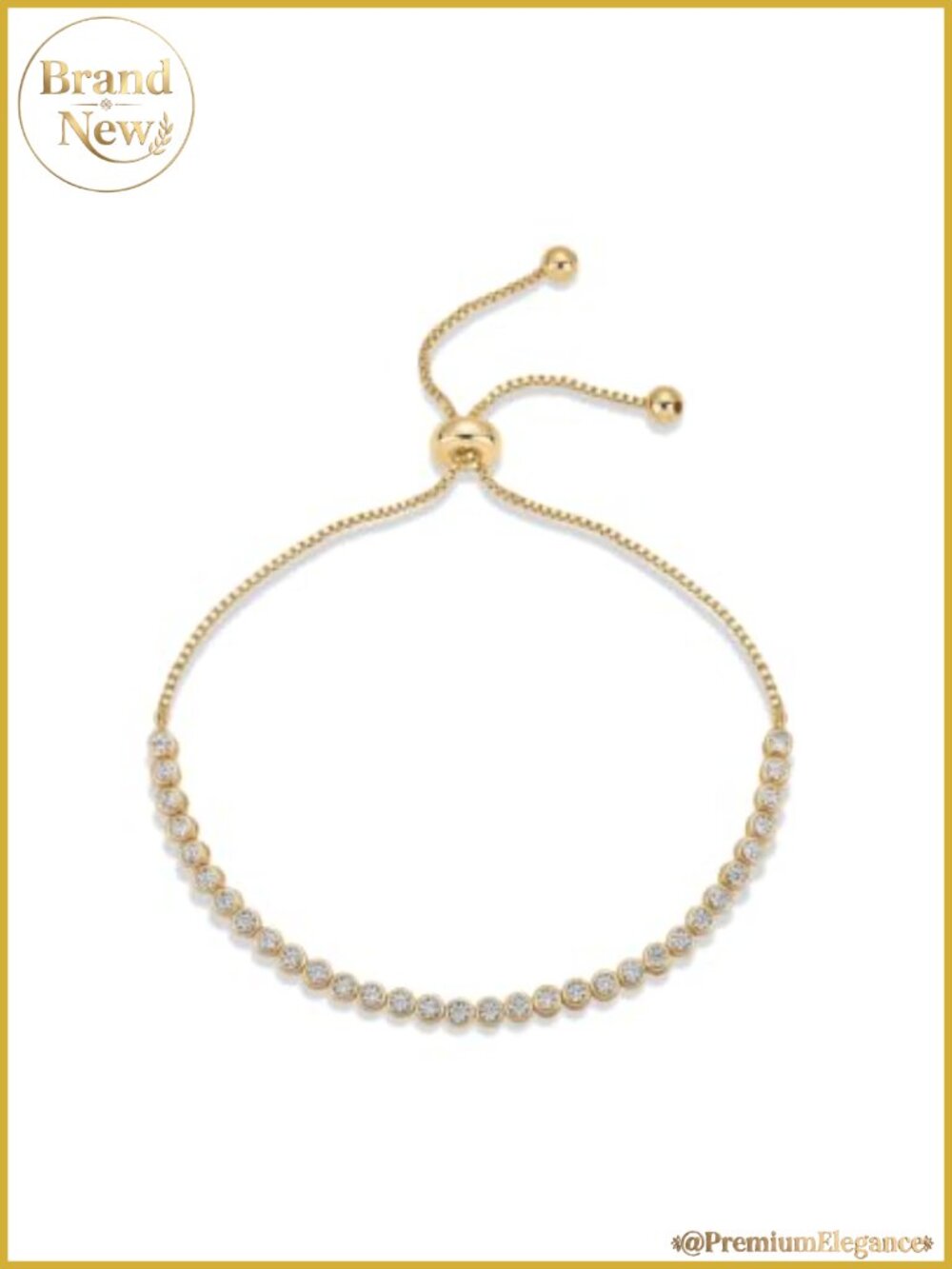 14K Gold Plated Cubic Zirconia Tennis Bracelet Adjustable Slider